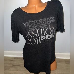 Victorias Secret Fashion Show Top Black Studded Short Sleeve 2011 Rhinestones M